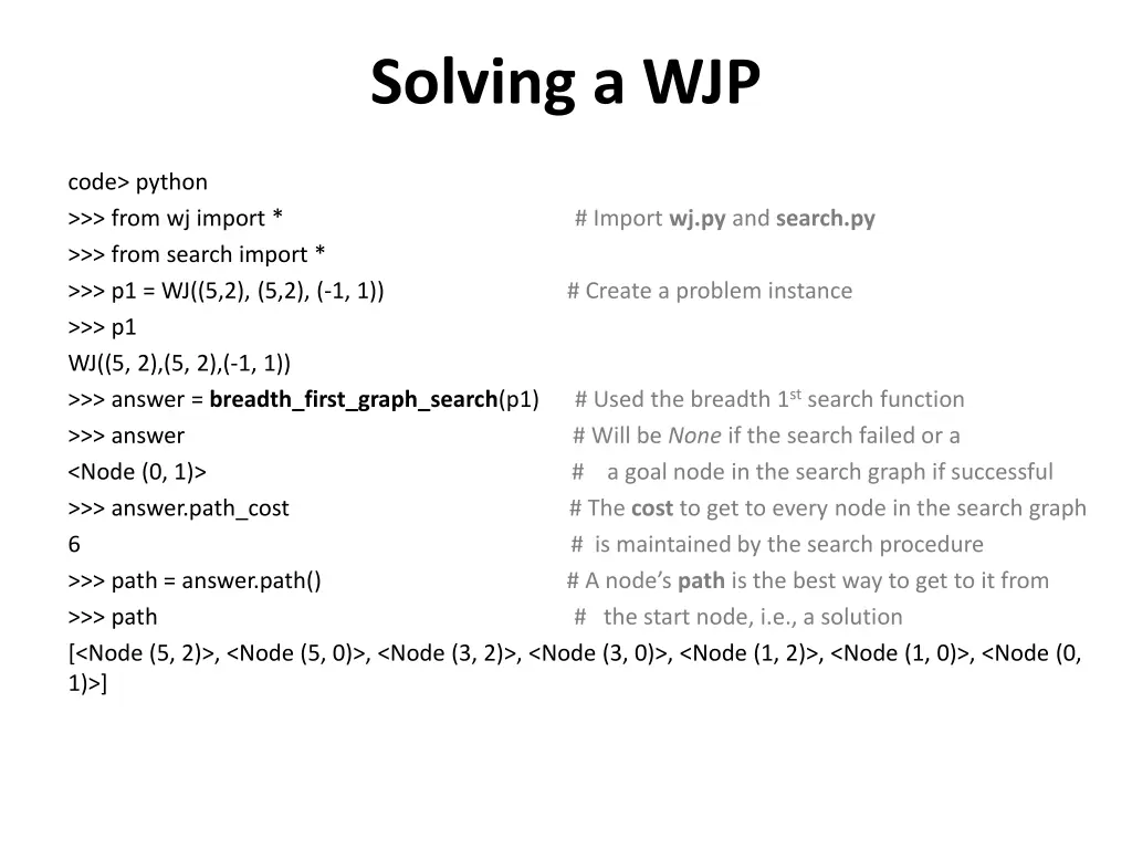solving a wjp