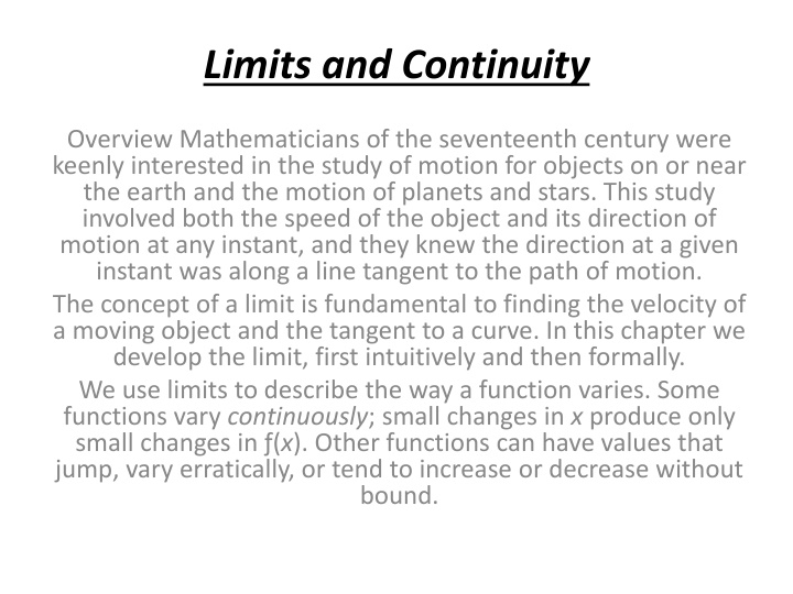 limits and continuity
