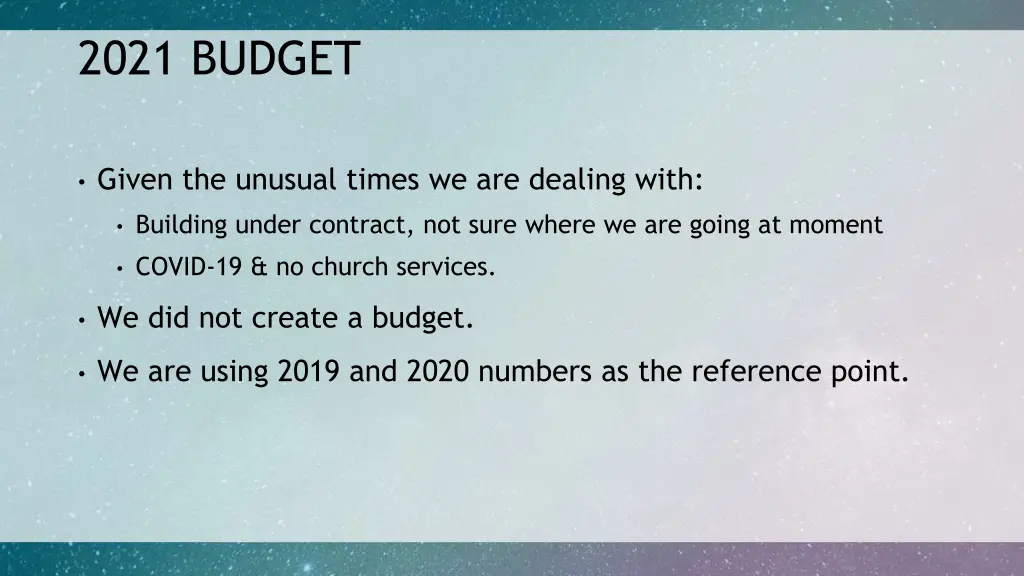 2021 budget