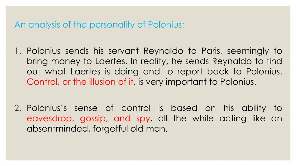 an analysis of the personality of polonius