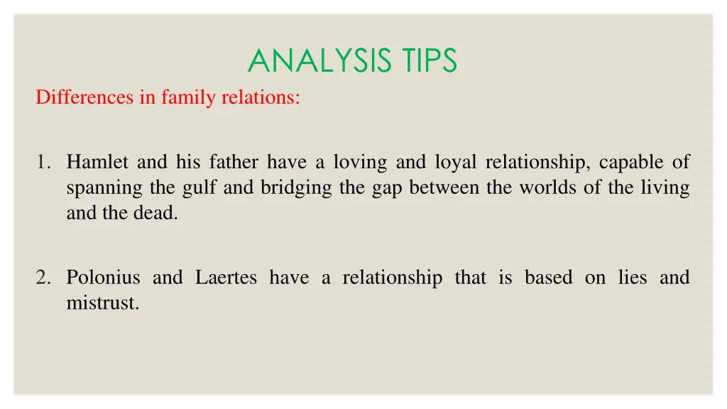 analysis tips