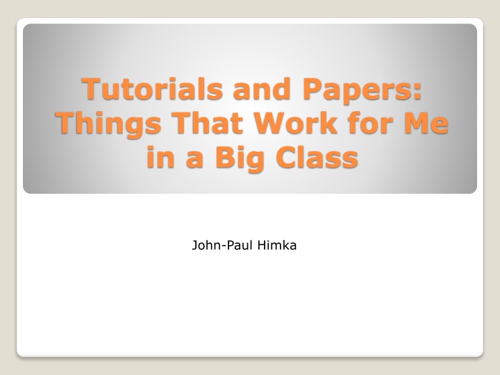 tutorials and papers things that work