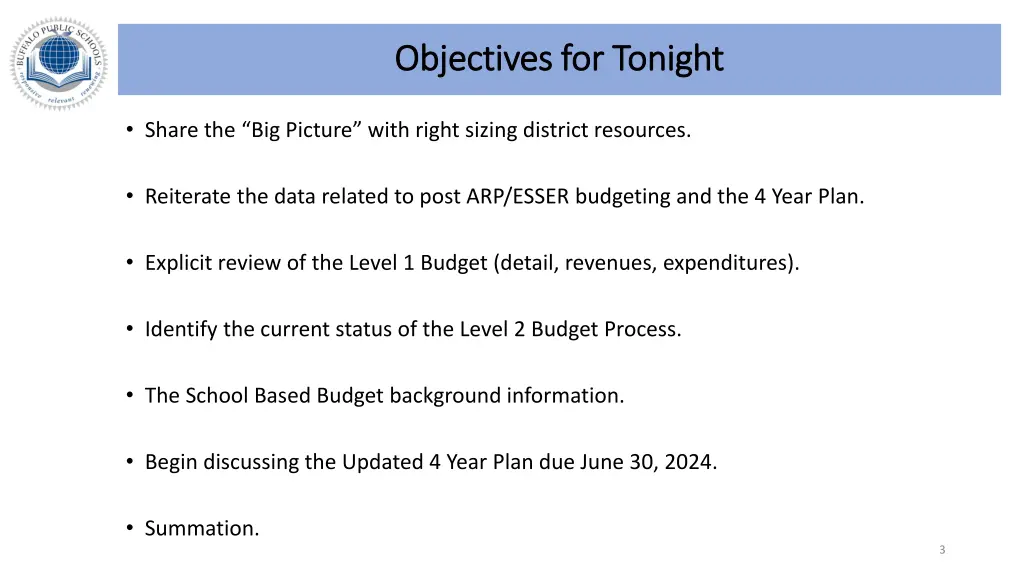 objectives for tonight objectives for tonight