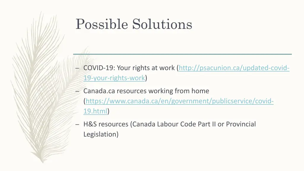 possible solutions
