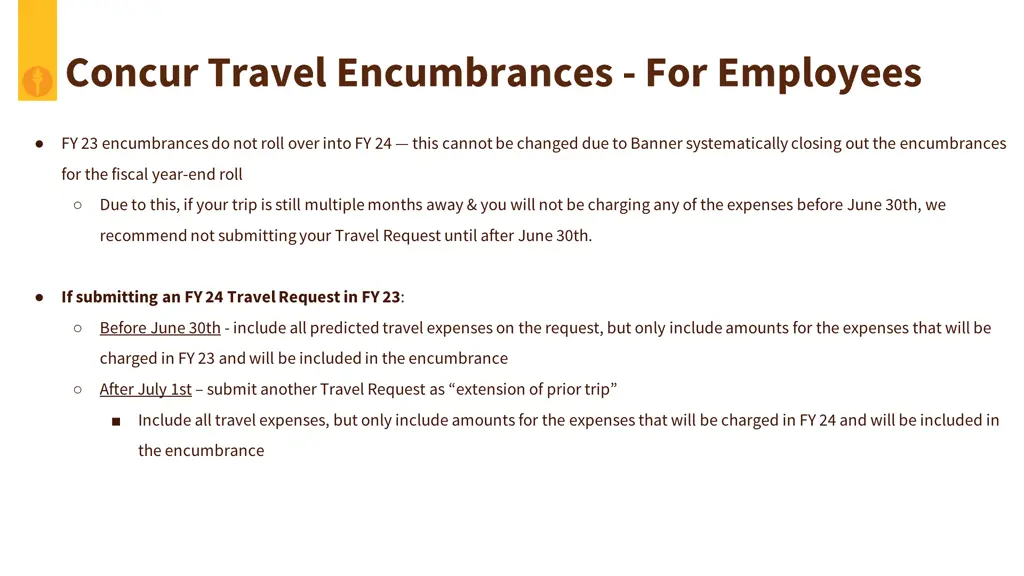 concur travel encumbrances for employees