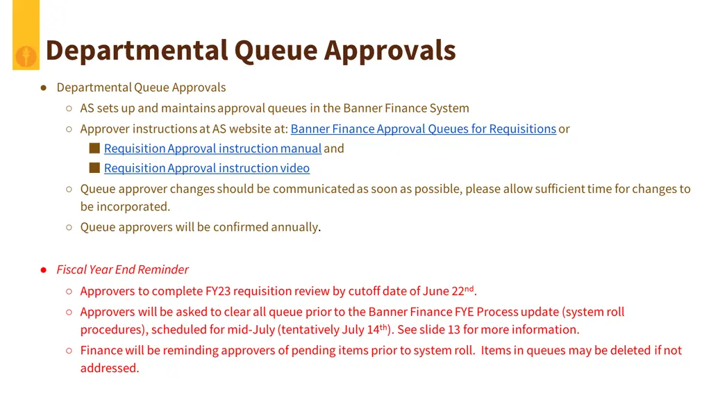 departmental queue approvals