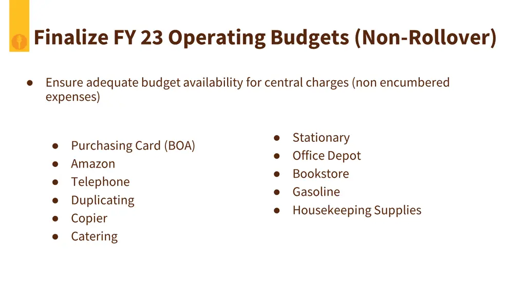 finalize fy 23 operating budgets non rollover