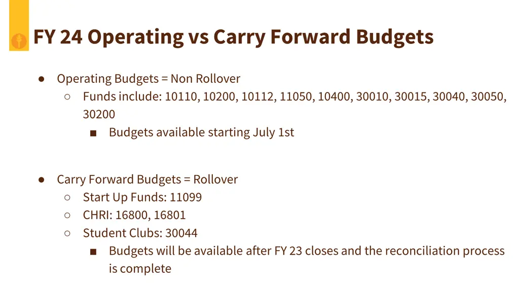 fy 24 operating vs carry forward budgets