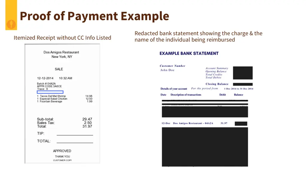 proof of payment example