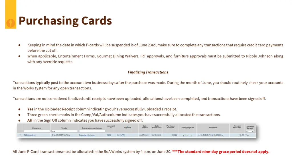 purchasing cards