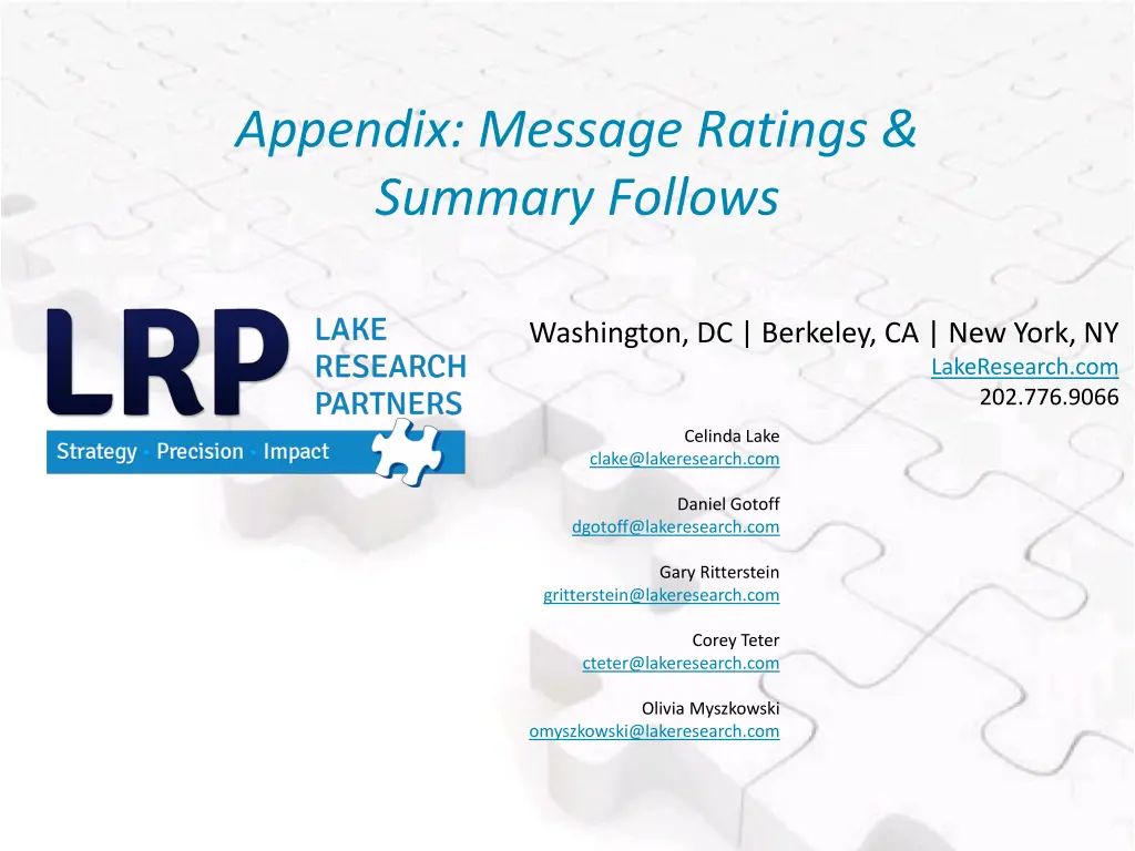 appendix message ratings summary follows