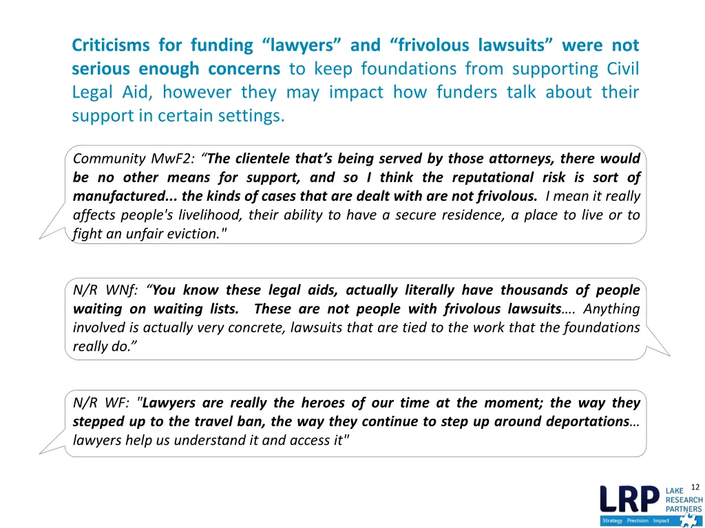 criticisms for funding lawyers and frivolous