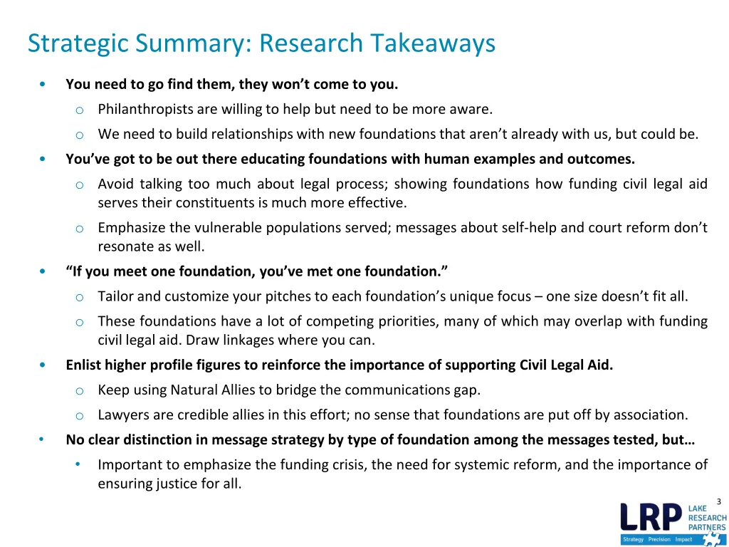 strategic summary research takeaways