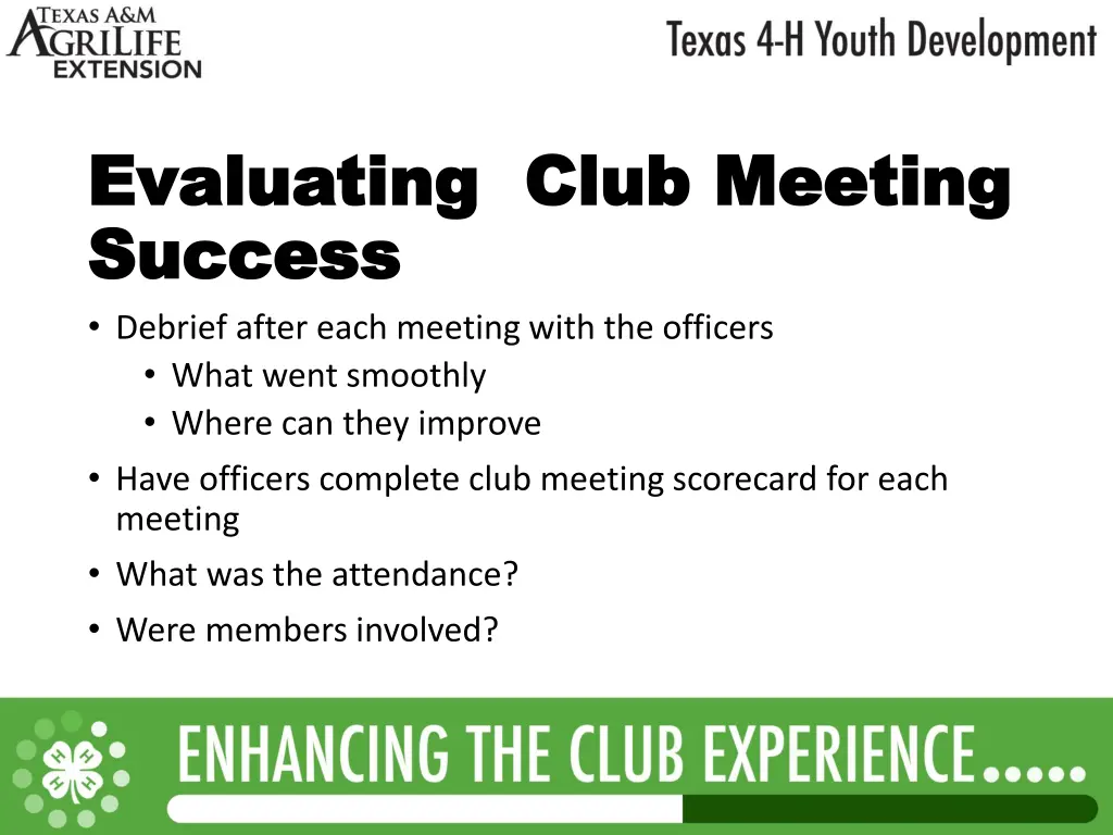 evaluating club meeting evaluating club meeting