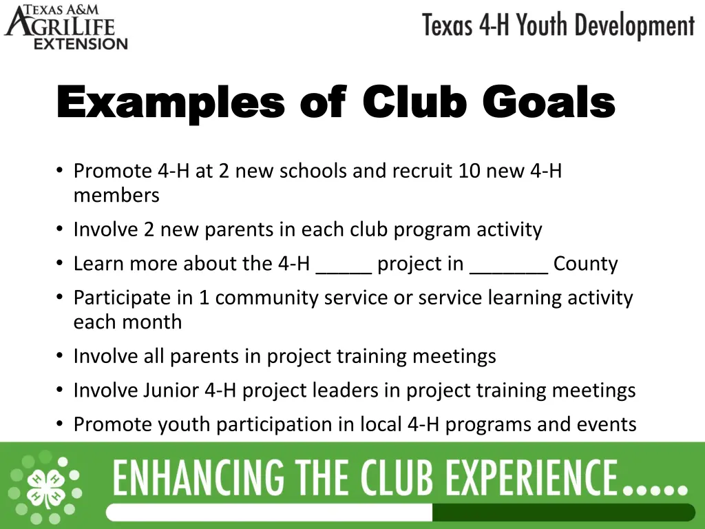 examples of club goals examples of club goals