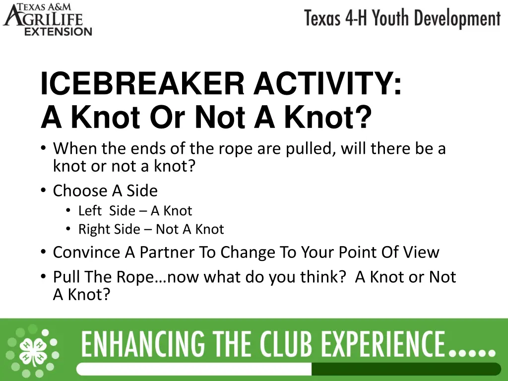icebreaker activity a knot or not a knot when