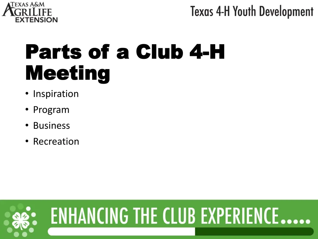 parts of a club 4 parts of a club 4 h meeting