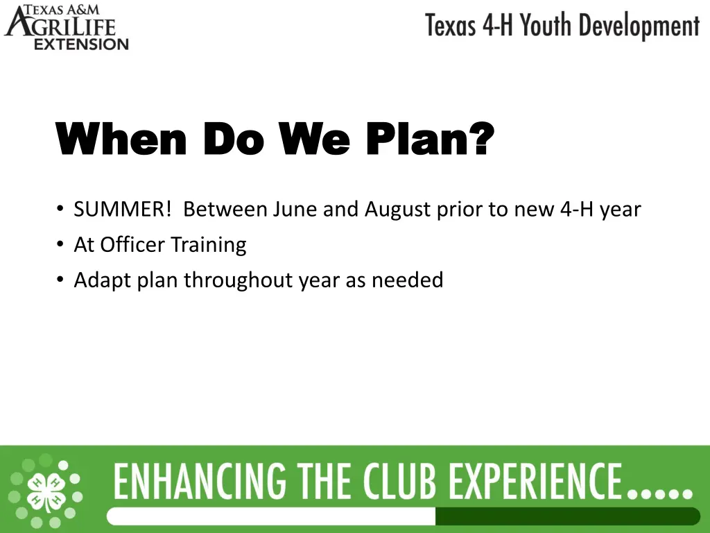 when do we plan when do we plan