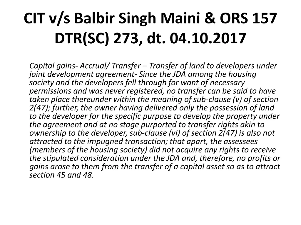cit v s balbir singh maini