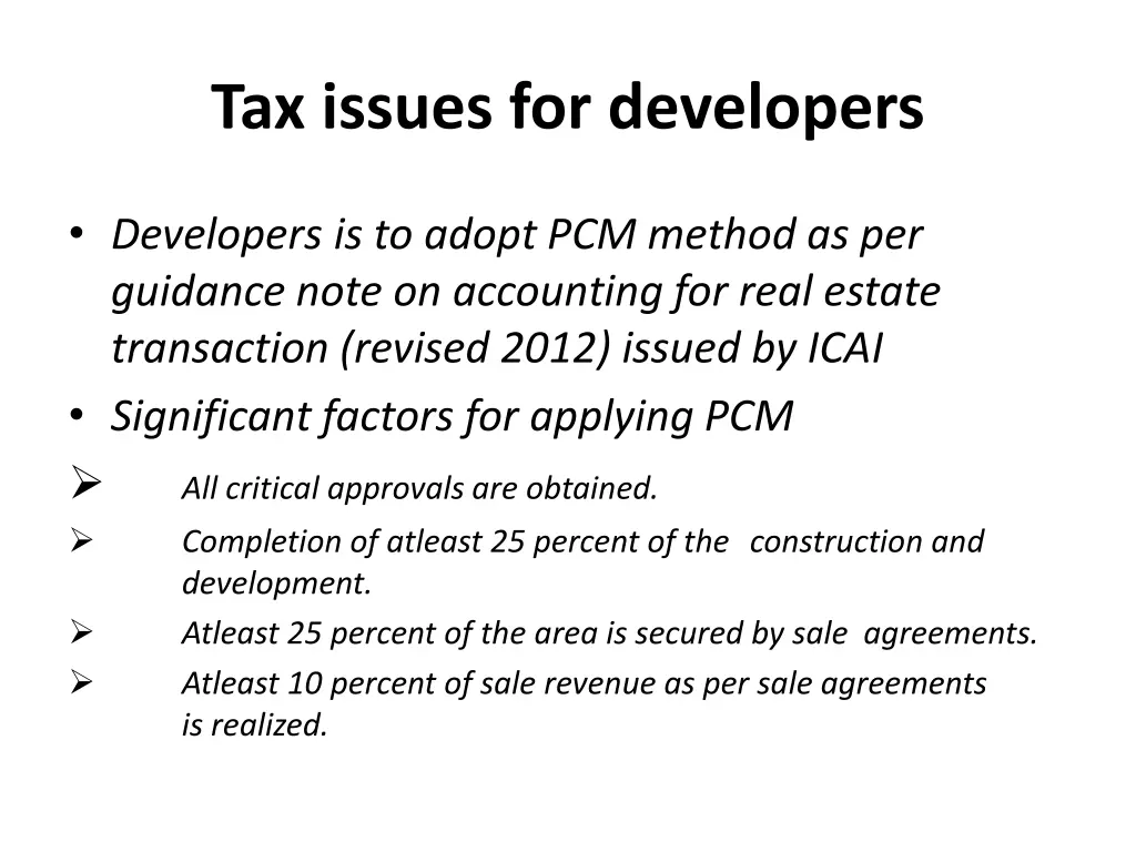 tax issues for developers