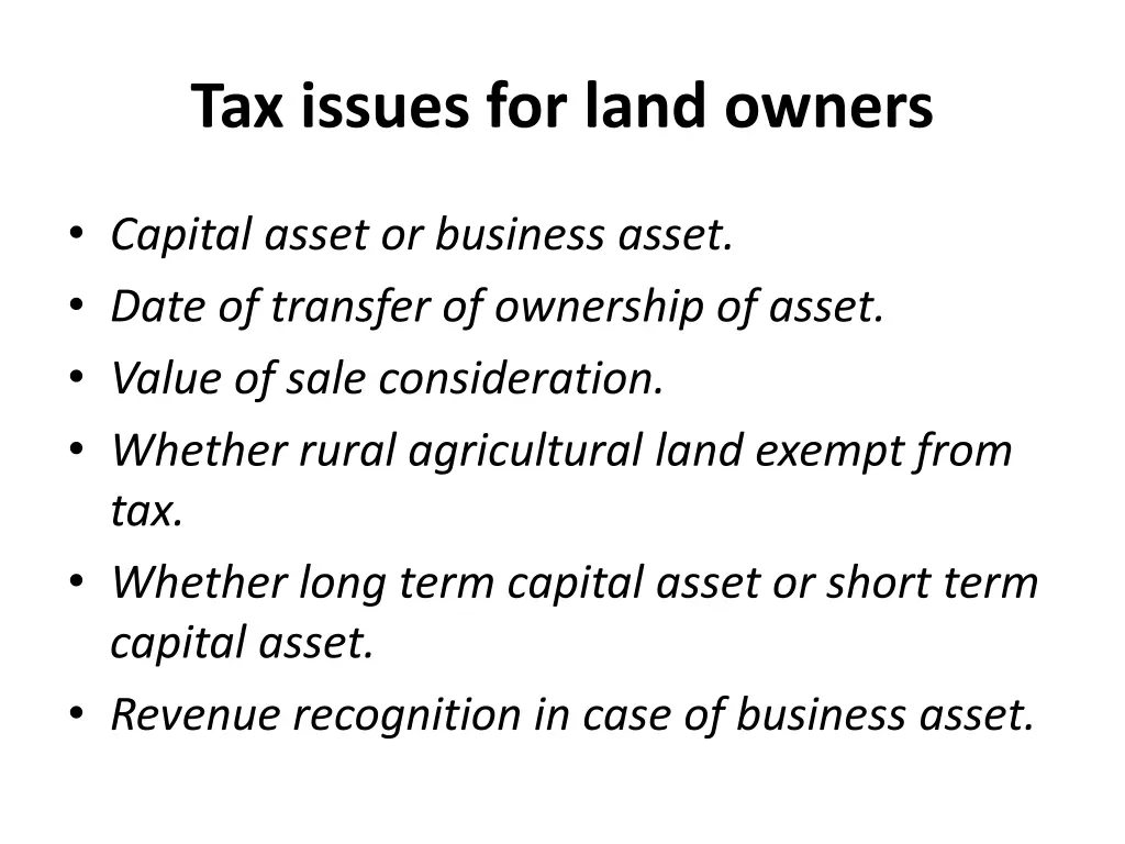 tax issues for land owners