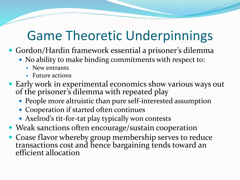 game theoretic underpinnings gordon hardin