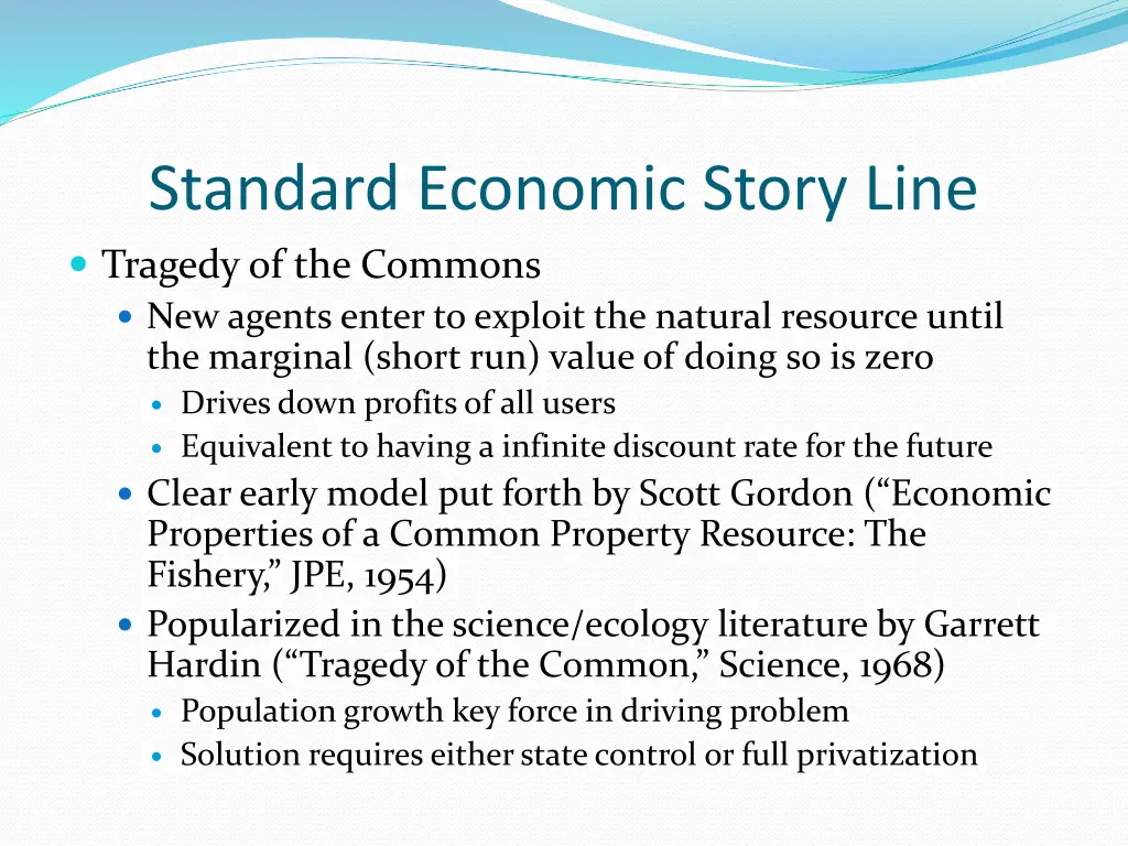 standard economic story line tragedy