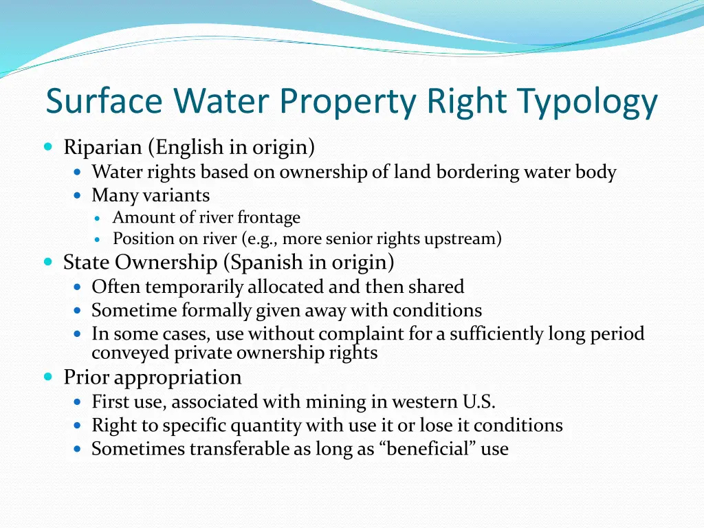 surface water property right typology