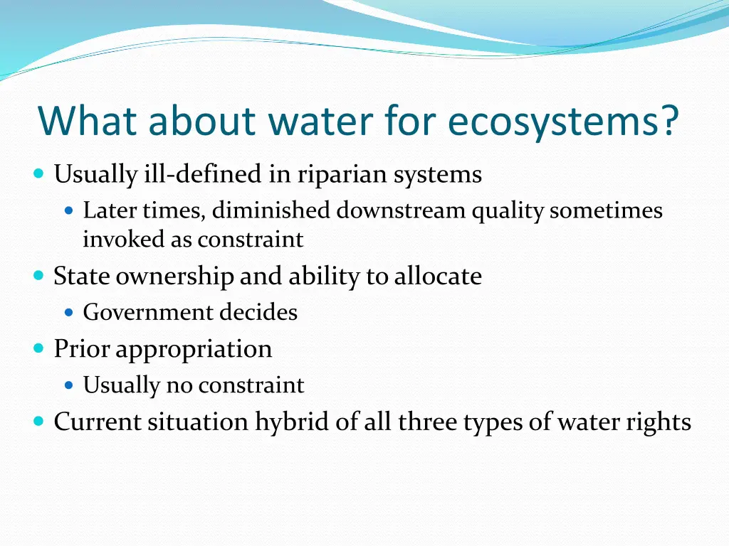 what about water for ecosystems