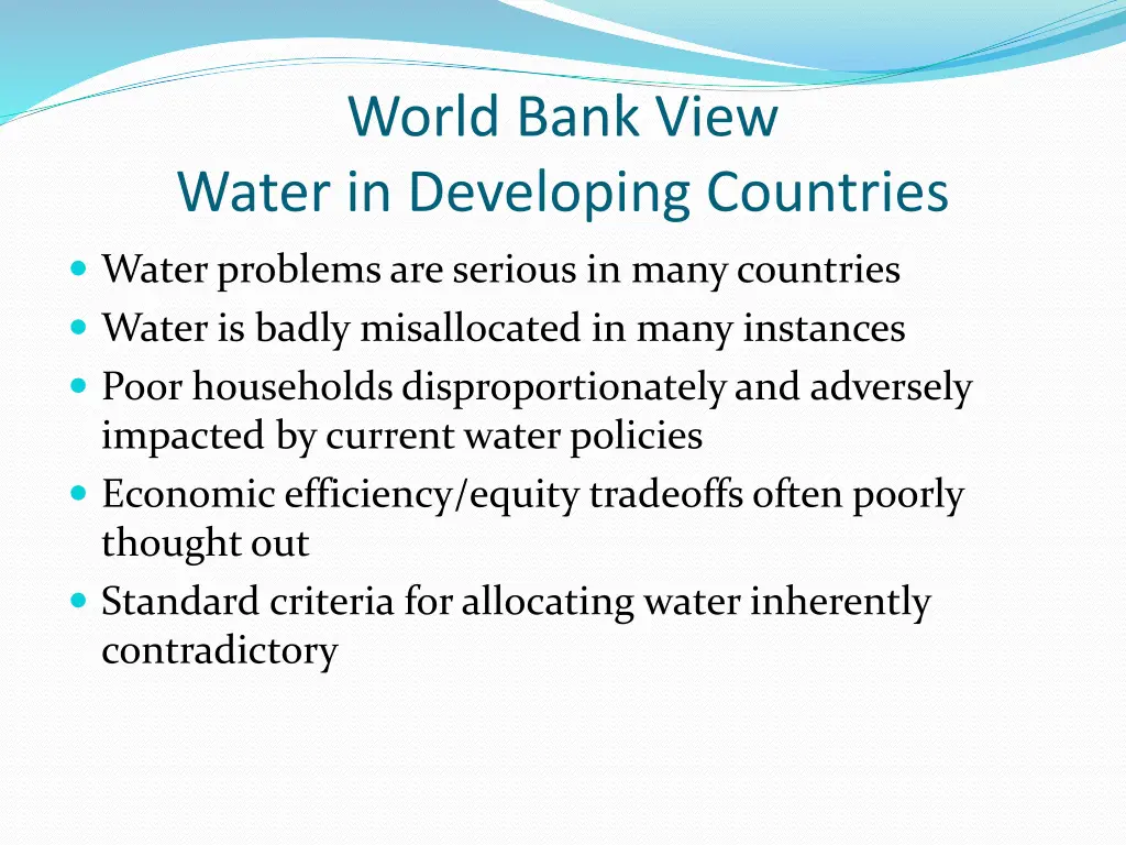 world bank view water in developing countries