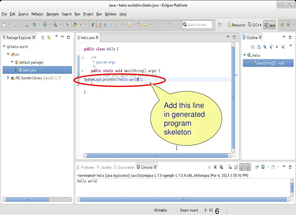 add this line in generated program skeleton