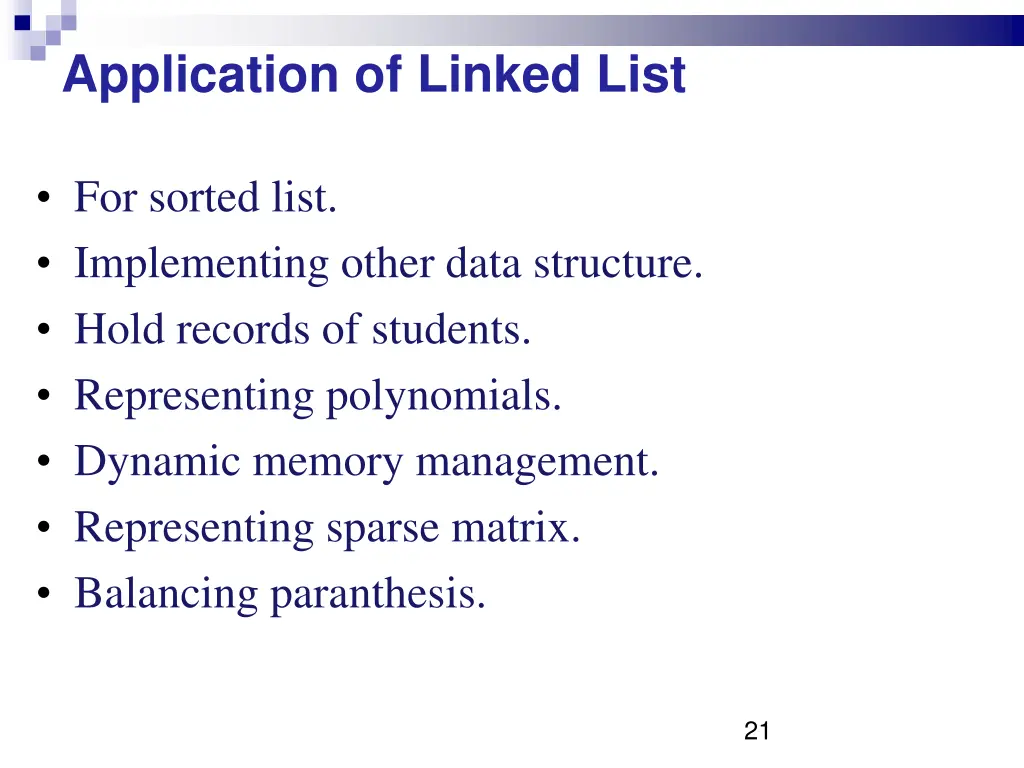 application of linked list