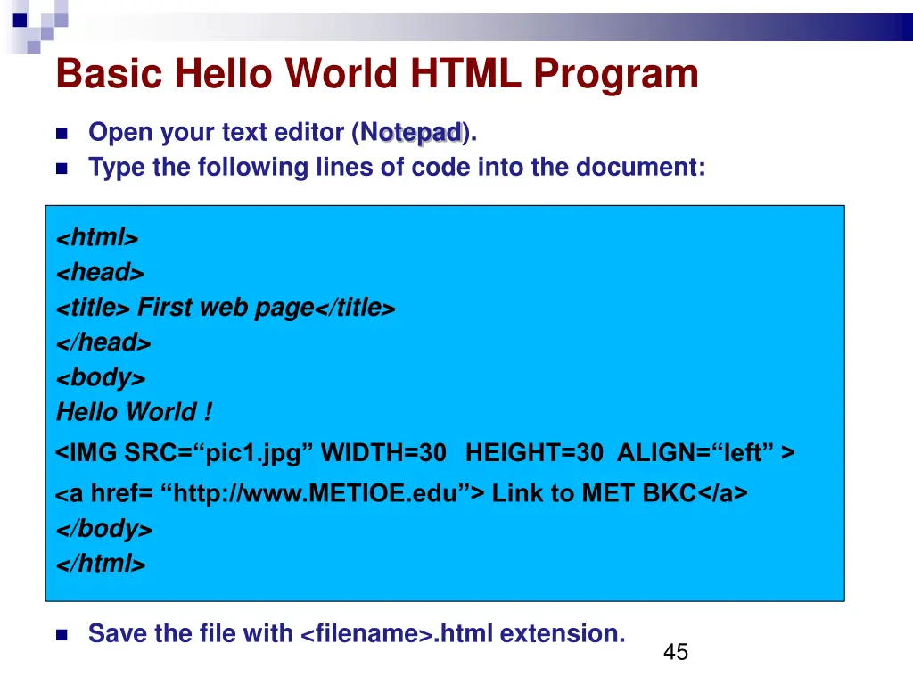 basic hello world html program