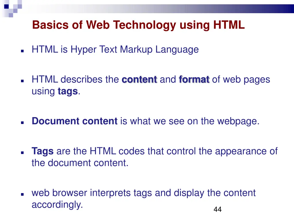 basics of web technology using html