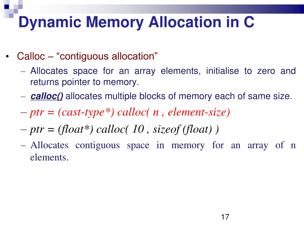 dynamic memory allocation in c 1