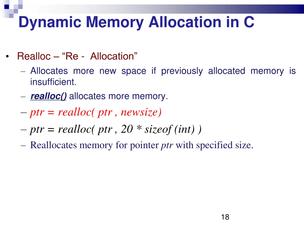 dynamic memory allocation in c 2