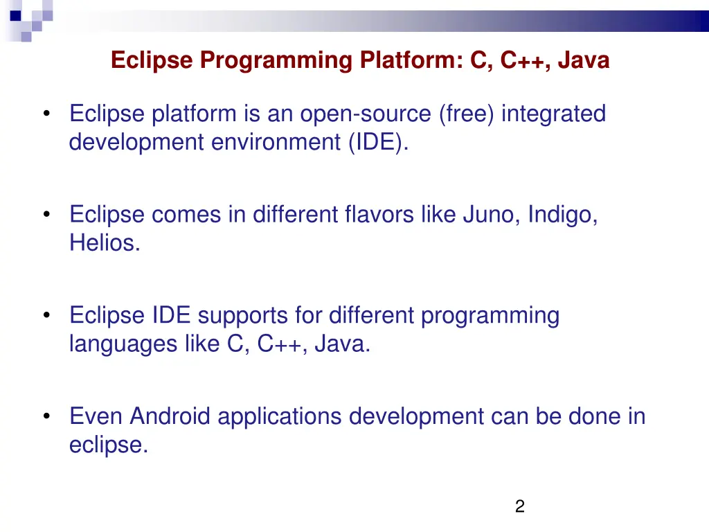 eclipse programming platform c c java