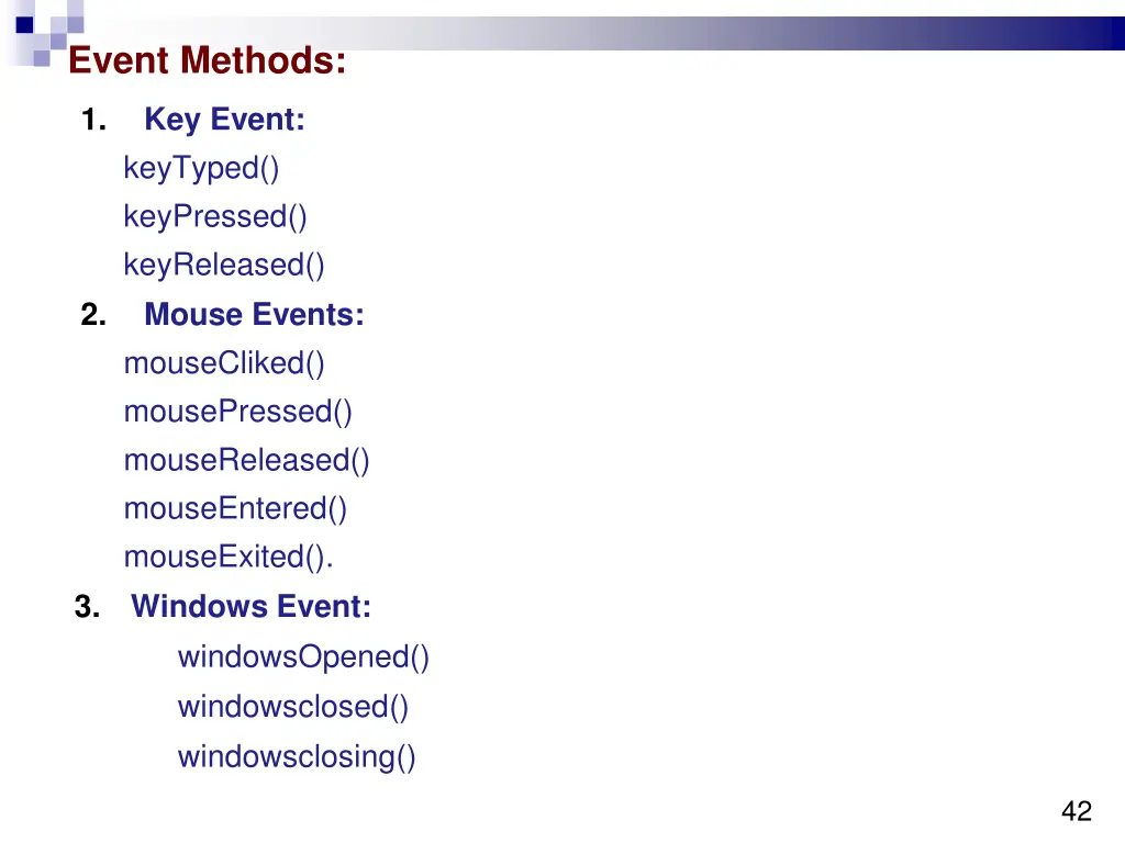 event methods 1