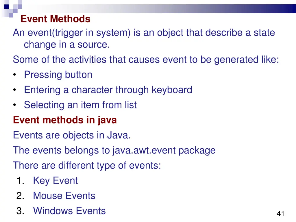 event methods