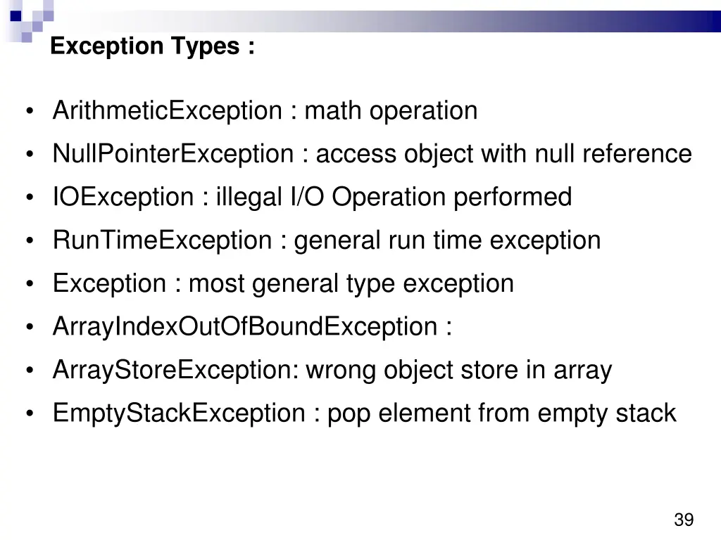 exception types