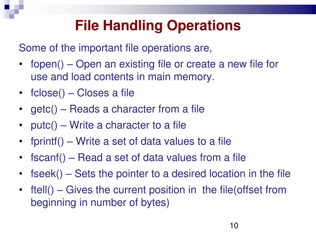 file handling operations
