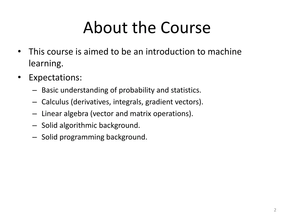 about the course