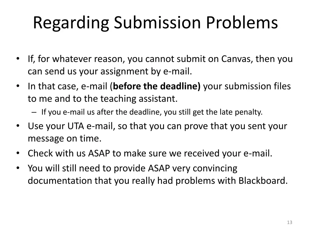 regarding submission problems