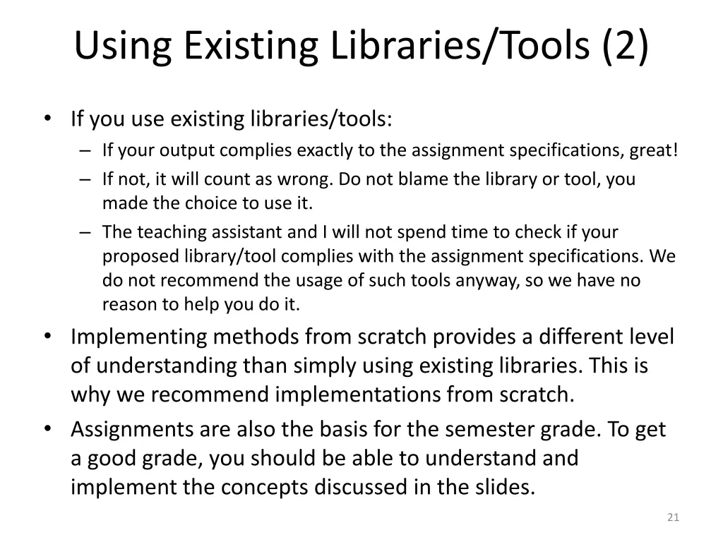 using existing libraries tools 2