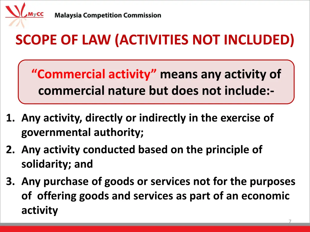 scope of law activities not included