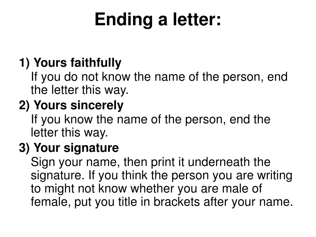 ending a letter