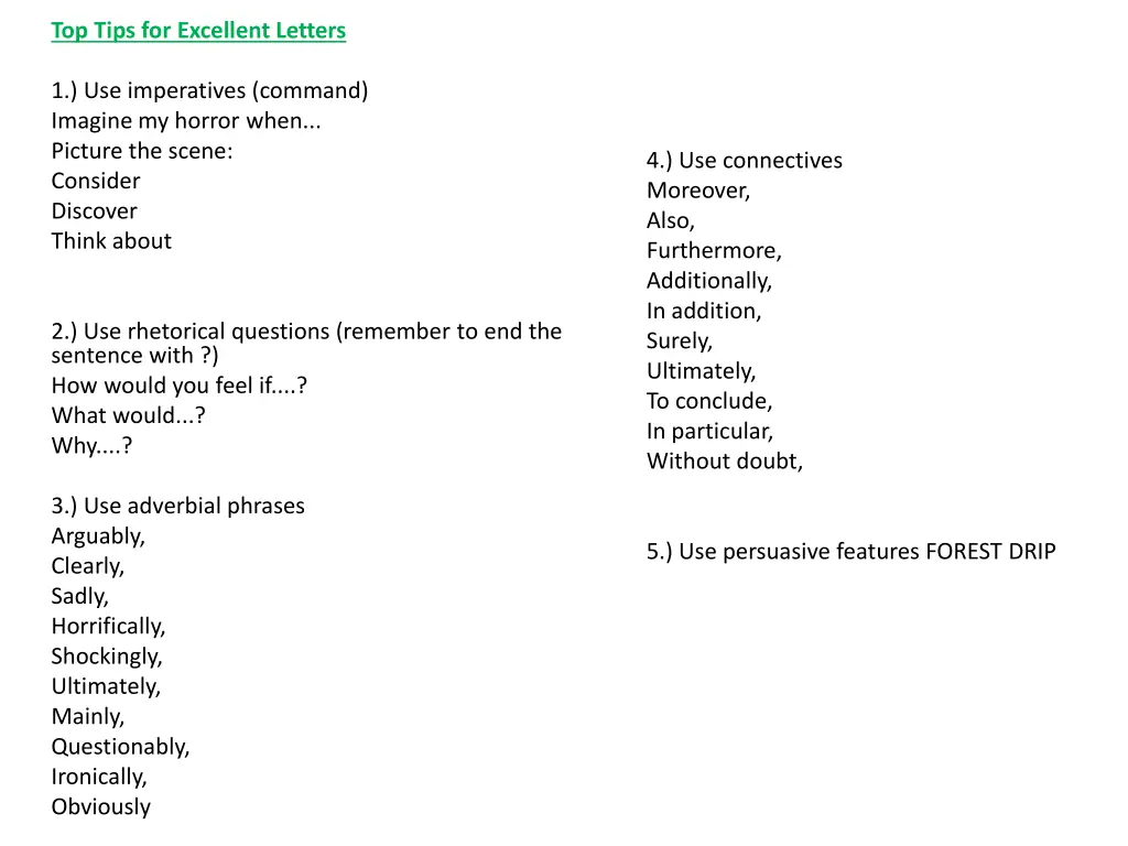 top tips for excellent letters