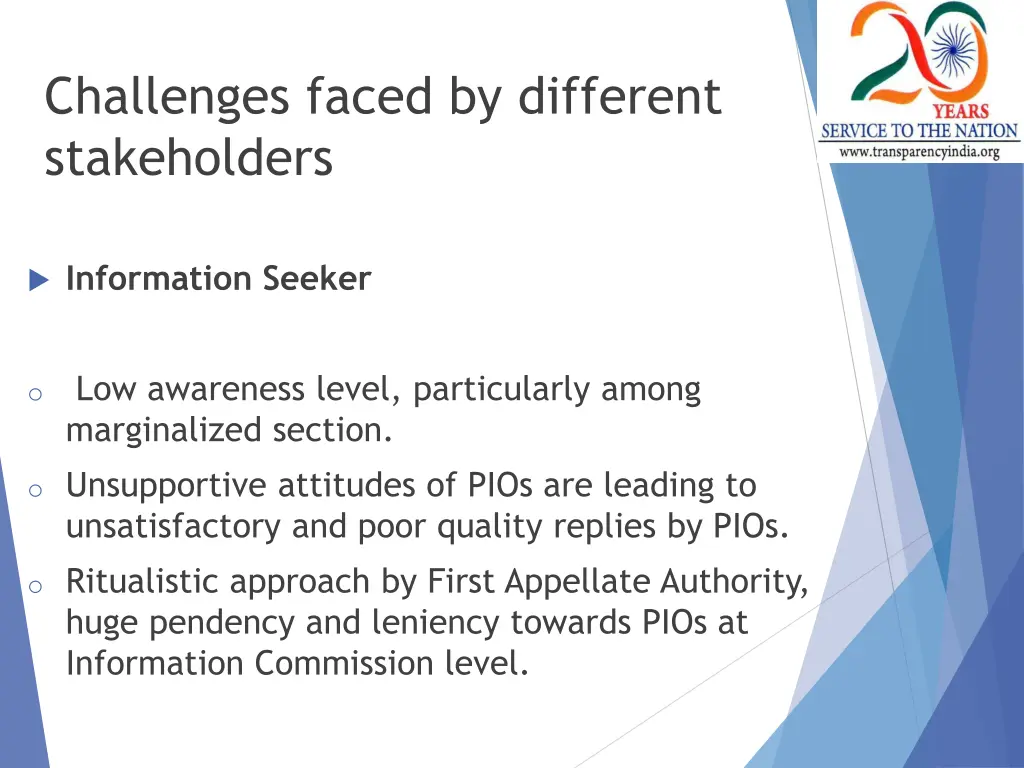challenges faced by different stakeholders