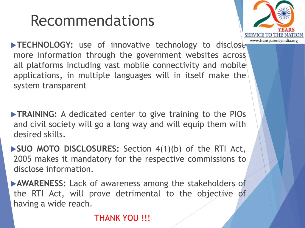 recommendations