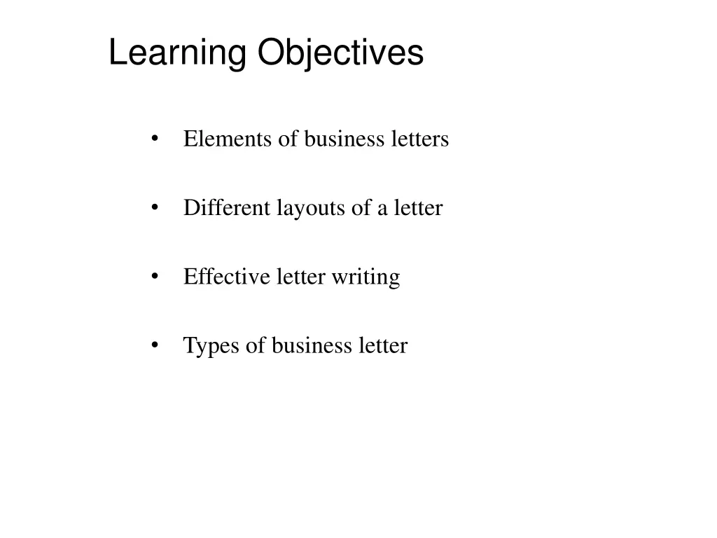 learning objectives